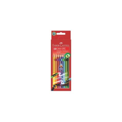 FABER-CASTELL Radierbare Grip Buntstifte farbsortiert, 10 St