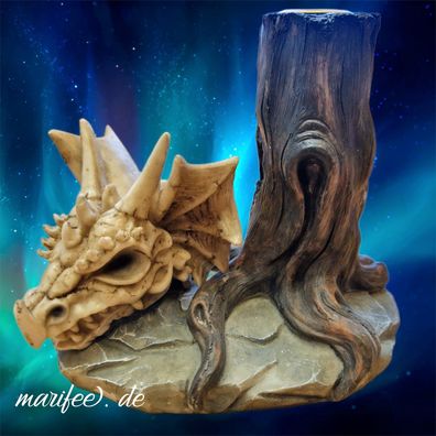 Kerzenständer Baumstumpf mit Drachenkopf 146 × 107 × 123 mm, Gothic Art.-Nr. 12415