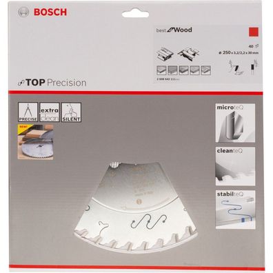 Kreissägeblatt Top Precision Best for Wood, 250 x 30 x 3,2 mm, 40 - 2608642111