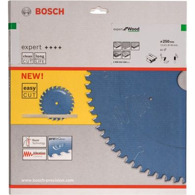 Kreissägeblatt Expert for Wood, Ø 250mm, 80Z (Bohrung 30mm, für Tischkreissägen)