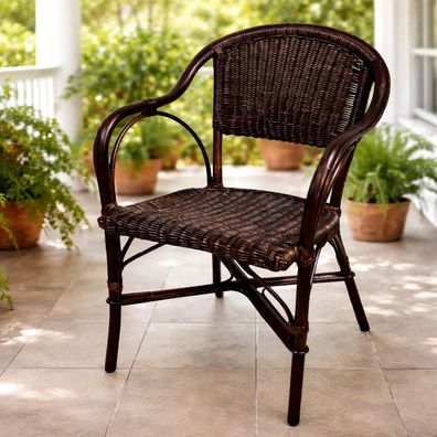 Rattan Sessel Rattanstuhl dunkelbraun Stuhl aus Gepflecht #3572