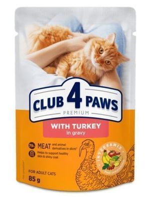 CLUB 4 PAWS KATZE Beutel 85 g Truthahn in Soße