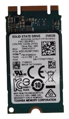 Lenovo Toshiba - SSD - 256 GB - intern - M.2 2242 - PCIe 3.0 x2 (NVMe)