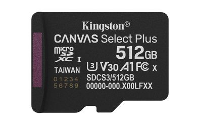 Kingston Technology 512GB micSDXC Canvas Select Plus Gen3 150R A1 (Ohne SD-Adapter)P