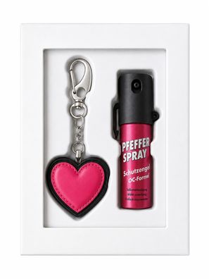 KH-Security " Mein Schutzengel " Herzalarm soft touch (Schwarz/Pink) + Pfefferspra
