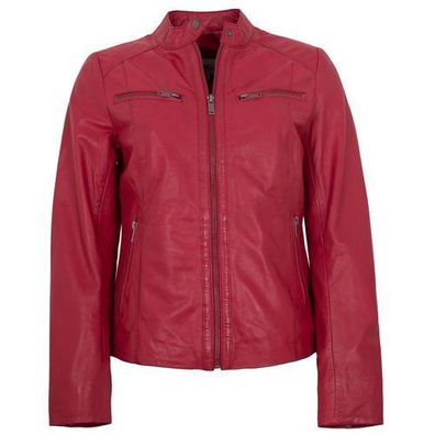 Jilani Collection - Damen Lederjacke Lammnappa rubin rot