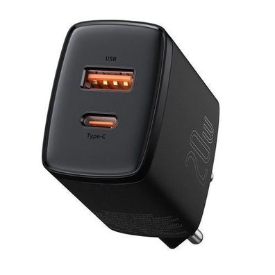 Baseus USB/USB-C Schnellladegerät, 20W 3A, Power Delivery & QC 3.0, Schwarz (Mod
