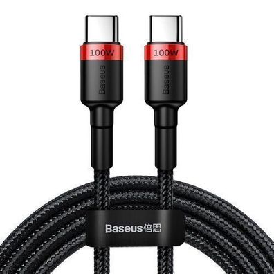 Baseus USB-C auf USB-C Kabel, 100W Leistung, PD & QC 5A, 480Mb/s, 2m, Schwarz-Ro