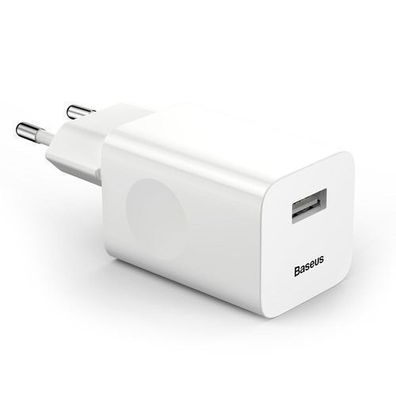 Baseus 24W USB-A Ladegerät QC 3.0 Weiß - Schnelles Netzladegerät für effizientes