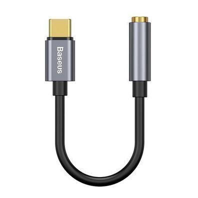 Baseus USB-C auf 3.5mm Audio Adapter, 24-Bit HiFi DAC, Grau, 48 KHz, Premium Sou