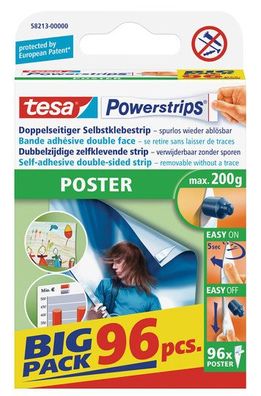 tesa Powerstrips Poster (Doppelseitige Klebestreifen für Poster und Plakate, Selbstkl
