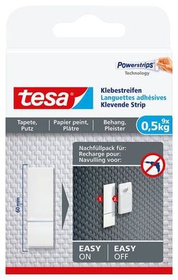 tesa Klebestreifen Tapete & Putz, 9 x 0,5 kg