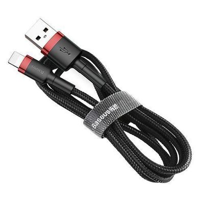 Baseus Cafule USB-A zu Lightning Schnellladekabel 2.4A, QC 3.0, 1m, Schwarz-Rot