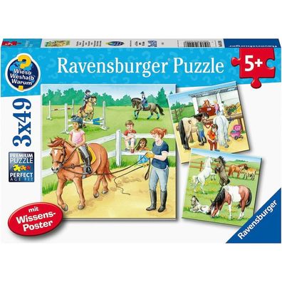 Ravensburger Ravensburger 05129 Puzzle Ein Tag auf dem Reiterhof 3x49 Teile