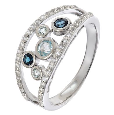 trendor Schmuck Damenring mit Topasen 925 Silber Rhodiniert 21903