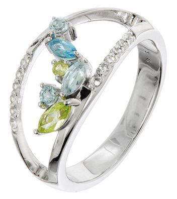 trendor Schmuck Damenring Topas und Peridot 925 Silber Rhodiniert 21905