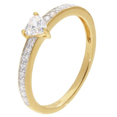 GLIZZ Schmuck Verlobungsring 333/8K Gelbgold mit Zirkonia Herz GL1189