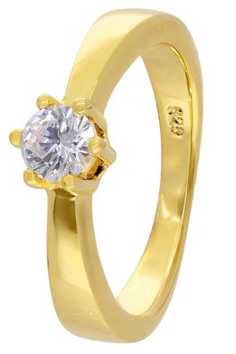 trendor Schmuck Damenring mit Zirkonia 925 Silber Goldplattiert 68708
