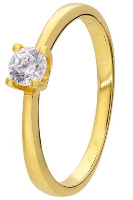 trendor Schmuck Damenring 925 Silber Goldplattiert mit Zirkonias 68715
