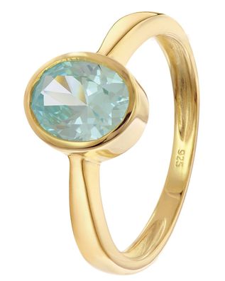 trendor Schmuck Damenring 925 Silber Vergoldet Mit Synthetischem Blautopas 28052