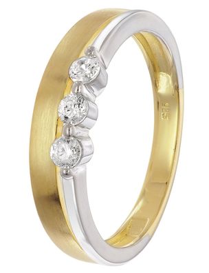 trendor Schmuck Damenring 925 Silber Bicolor Mit Zirkonias 28072