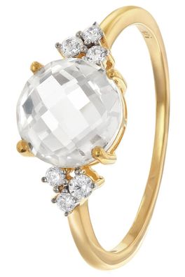 trendor Schmuck Damenring 925 Silber Vergoldet Zirkonia Weiß 28082