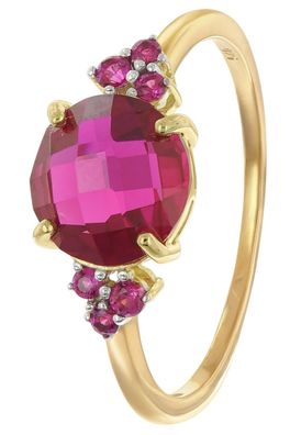 trendor Schmuck Damenring 925 Silber Vergoldet mit Synthetischem Korund 28086
