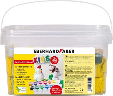 Eberhard Faber 570104 - Modelliermasse lufttrocknend weiß, 2 kg EFA Plast Kids, 14 Fa