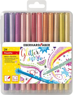 Eberhard Faber 551024 - Glitzer Fasermaler in Einer aufklappbaren Geschenkbox, 24 Stü