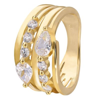 trendor Schmuck Damenring 925 Silber Vergoldet Zirkoniaring 28520