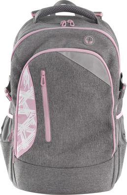 Eberhard Faber 577626 - X-Style Schulrucksack in Grau-Rosa mit 2 Fächern, Seitentasch