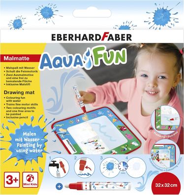 Eberhard Faber 524130 - Aqua Fun Malmatte, ca. 32 x 32 cm große Matte mit 2 Ausmalmot