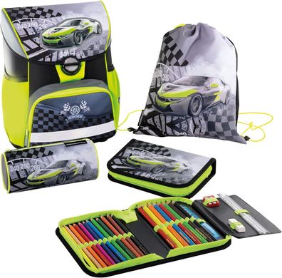 Eberhard Faber 577615 - EFAlino Schulranzen-Set Race Car, bestehend aus Ranzen, gefül