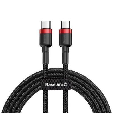 Baseus USB-C auf USB-C PD QC Kabel 60W 3A 480Mb/s 2m Schwarz-Rot