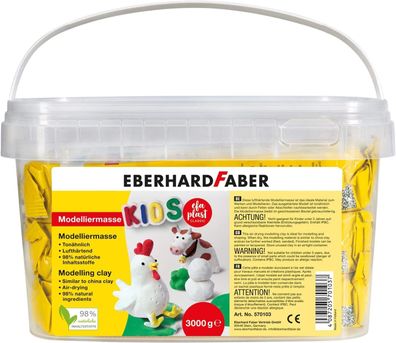Eberhard Faber 570103 - EFAPlast Kids Modelliermasse in weiß im praktischen Eimer, In
