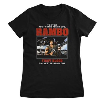 Rambo Damen T-Shirt First Blood-Fighting For His Life Girly Tee CLC-5-RBO010W