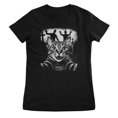 Hybris Damen T-Shirt Cat Zombie Panic Girly Top HY-1-CAT007W