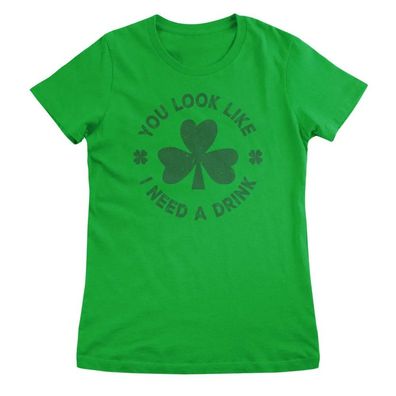 St. Patricks Day Damen T-Shirt You Look Like-I Need A Drink Girly Top HY-5-STPD008W