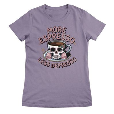 Coffee Collection Damen T-Shirt More Espresso-Less Depresso Girly Top HY-5-COF009W