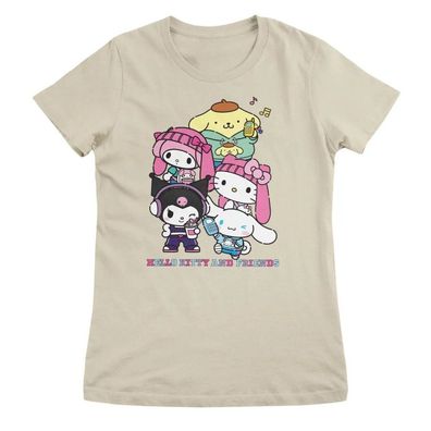 Hello Kitty Damen T-Shirt And Friends Stacked Gang Girly Tee SNR-5-HKF002W