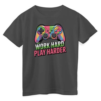 Hybris Kinder T-Shirt Work Hard-Play Harder Kids Tee HY-12-GAME001