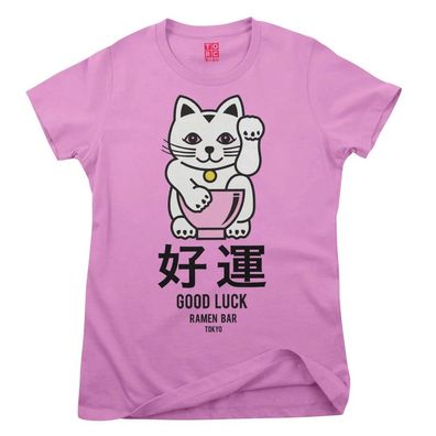 Torc Damen T-Shirt Ramen Good Luck Cat Girly Tee PA-5-TORC002W