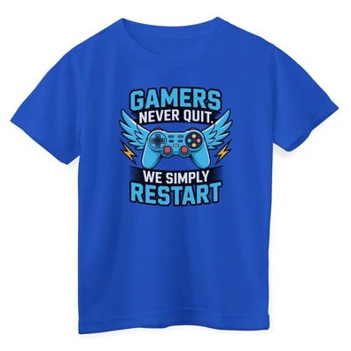 Hybris Kinder T-Shirt Gamers Never Quit-WE Simply Restart Kids Tee HY-12-GAME007