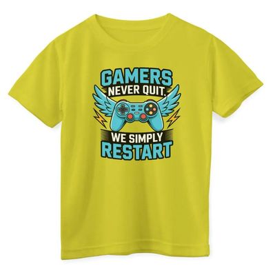 Hybris Kinder T-Shirt Gamers Never Quit-WE Simply Restart Kids Tee HY-12-GAME007