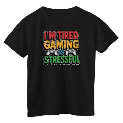 Hybris Kinder T-Shirt I'M Tired-Gaming IS Stressful Kids Tee HY-12-GAME010