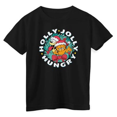 Garfield Kinder T-Shirt Holly Jolly Hungry Kids Tee NIC-12-GAR014-DTF698