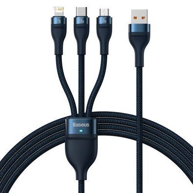 Baseus Flash Serie II 3-in-1 USB Kabel - Typ C/Lightning/Micro USB, 100W, 1,2m i