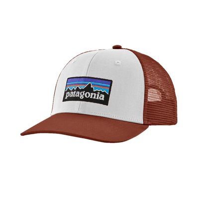 Patagonia Snapback Trucker Cap P-6 Logo white w/rusty red