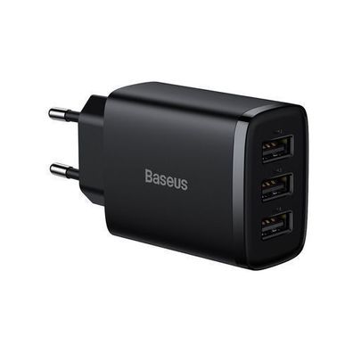 Baseus Kompaktes Wandladegerät 3 USB-Anschlüsse 17W Schwarz (Modell: CCXJ020101)