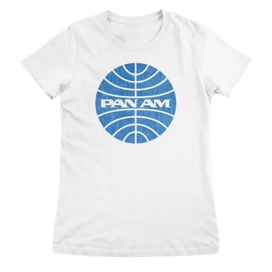 Pan-Am Damen T-Shirt Washed Globe Logo Girly Tee PK-5-PANAM005W